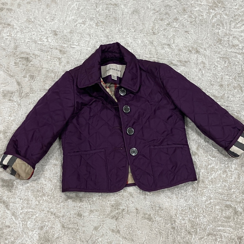 Authentic kids Burberry Deep Purple Quilted Jacket size 2Y